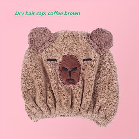 Nouveau produit : Bandeau-serviette Capybara mignon  Ultra-absorbant, séchage rapide  Convient aux adultes, idéal pour les cheveux bouclés (1/5)