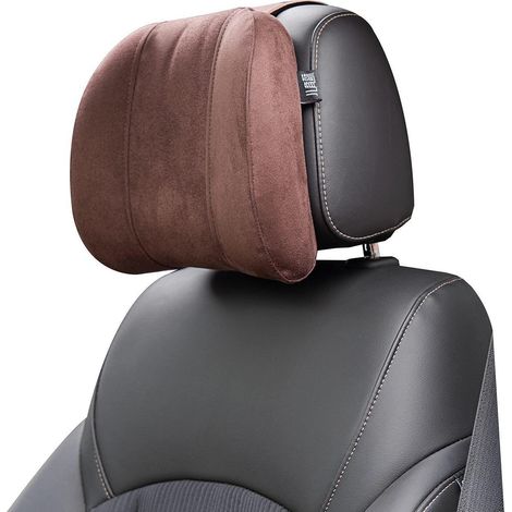 Auto Kopfstütze Nackenkissen aus Memory Schaum mit Wildlederbezug, braun (1/5)