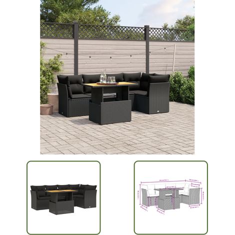 The Living Store 5-tlg. Garten-Sofagarnitur mit Kissen Schwarz Poly Rattan - Gartensorgsgarnitur - PE-Rattan Möbel - Outdoor Sofa Set - Gartenlounge - Balkonmöbel (1/3)