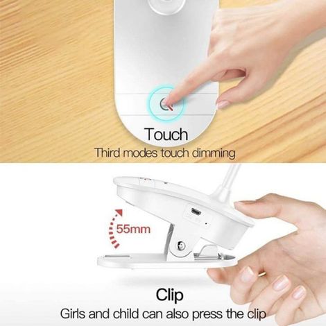 Lampe De Lecture - Clip Design - 3 Niveaux De Luminosité - USB Rechargeable - Pour Lit Bureau Chambre - 1 Pièce (1/5)