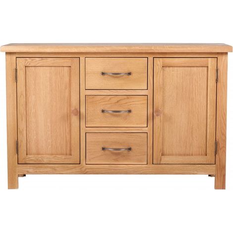 Buffet Meuble de rangement avec 3 tiroirs 110 x 33,5 x 70 cm Bois de chêne massif (1/5)