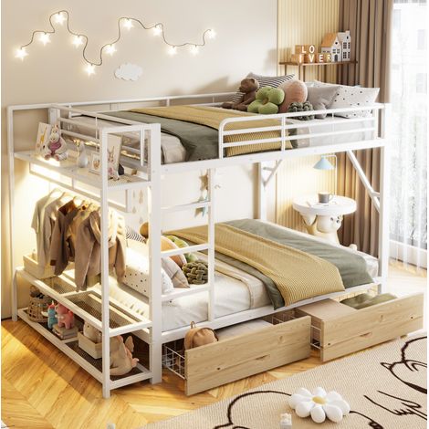 Cama litera con cajones y LED para dormitorio infantil HAVRYA (1/5)