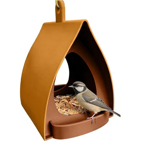 Comedero para pájaros al aire libre, comedero para pájaros colgante, casa de lluvia al aire libre para pájaros y ardillas, estación de pájaros silvestres con techo a prueba de lluvia para jardín (amar (1/5)