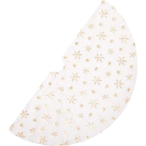 1 Jupe de sapin, fausse fourrure, diamètre 122 cm, motifs flocons, intérieur maison (1/5)