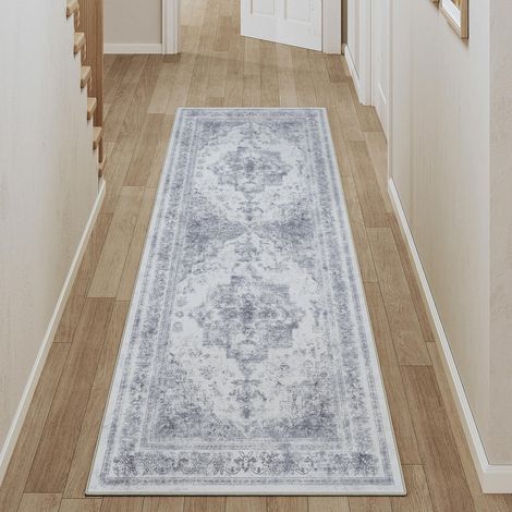 Vintage Tapis Couloir 60x180cm Bleu Lavable en Machine Rug Cuisine,Chambre Enfant Rugs, Descente de Lit,AntidéRapant Carpet,Mangerd Carpets,Interieur Doux Poil Ras,Bureau (1/5)