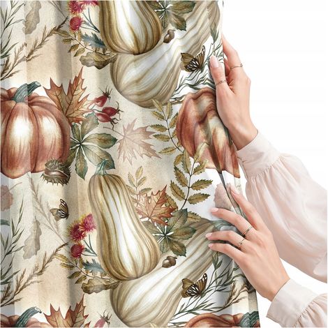 Rideau pour salon, cuisine, chambre, ruban grenouille, rideaux prêts à poser, motif citrouilles, 300 cm (1/5)