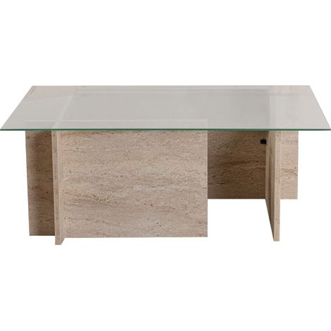 Couchtisch "Vetrino" aus Holz – 105 x 65 x 40 cm – Travertin