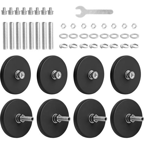 8 pcs Aimants en Caoutchouc, Aimant Puissant Néodyme Extra 15kg 43mm, Fileté, Livré avec Vis et Écrous M5, Convient aux Véhicules, Feux, Instruments et Équipements et Outils de Connexion (1/5)