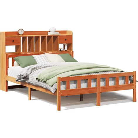 Maison Exclusive - Letto Libreria senza Materasso Marrone Cera 160x200 cm in Pino
