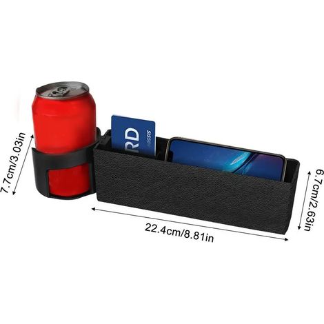 (Noir) Boîte de rangement pour combler l'espace entre les sièges auto, poche latérale pour siège auto, porte-gobelet pour siège auto, organisateurs pour fentes entre les sièges (1/5)