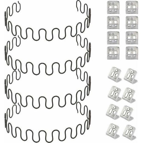 Ressorts de rechange pour canapé 4 pièces 50,8 cm avec 8 clips en S, 4,0 fils de diamètre Kit de réparation de ressorts de canapé pour siège de décoration intérieure de meubles
