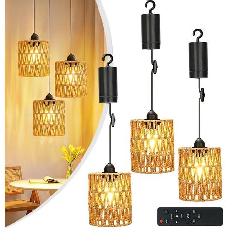 Lot de 3 suspensions à piles lampe pendante dimmable avec télécommande (1/5)