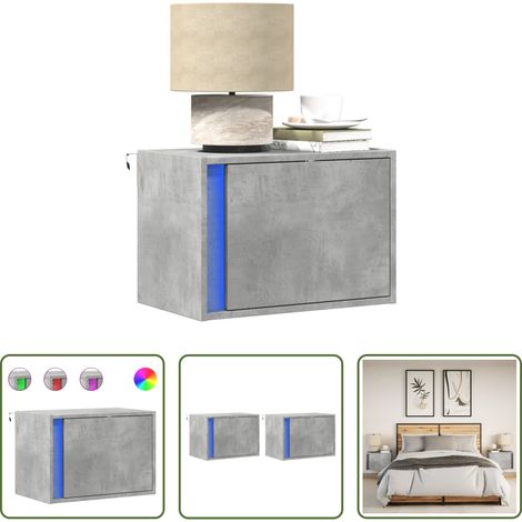 LED-Leuchten - Wand-Nachttische mit LED-Leuchten 2 Stk. Betongrau (1/5)