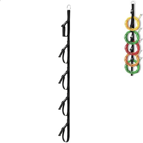 Organisateur de rallonges 1 pièces, organisateur de câbles avec 5 compartiments, sangles pour garage et jardin, cintres tout-en-un pour gestion de câbles, tuyaux, cordes et outils (1/5)