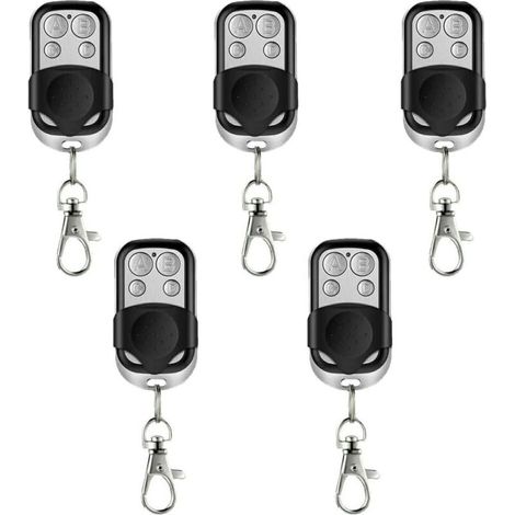 Set di 5 telecomandi universali autoapprendenti per cancelli automatici e porte da garage, frequenza 433,92 MHz, con codice fisso e batteria inclusa -Crezuo
