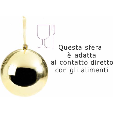 Sfere piccole lucide apribili oro con nastrino da appendere all'albero, adatte al contatto con gli alimenti, set da 20 pezzi, Ø 8 cm