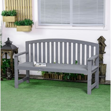 banc jardin chaise bois exterieur 143 cm gris OKMYHOME (1/3)