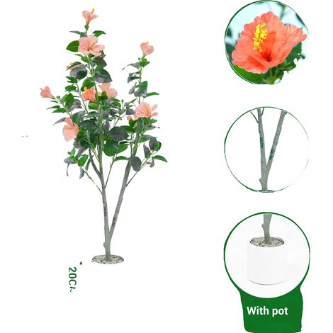 Albero artificiale, foglie di seta realistiche, pianta decorativa di facile manutenzione, BIANCO (1/2)