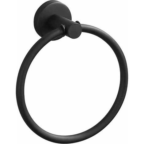 Porte-Serviettes, Anneau Porte Serviettes Mural Givré Noir en Acier Inoxydable , Porte Serviette Rond pour Salle de Bain, Cuisine (Noir)