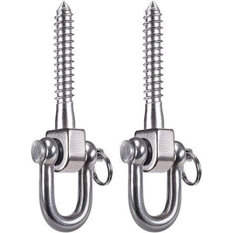 2 Pack 180° Swivel Hooks, SUS304 Stainless Steel, 800kg Load Capacity, for Playground, Yoga, Hammock, Rope, Sandbag, Punching Bag, Porch. (1/4)