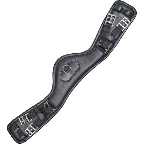 50 cm, Schwarz 9100: Anatomischer Dressurgurt aus Leder mit doppelt gummiertem Gummizug