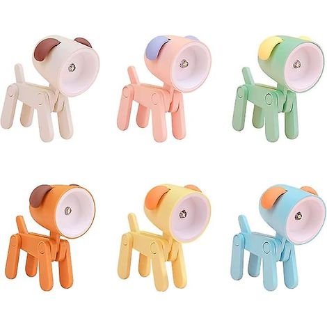 Set mit 6 Mini-Hunde-Nachtlichtern mit Handyhalterung und verstellbarer Höhe, ideal für kleine Kinderschreibtische. (1/5)