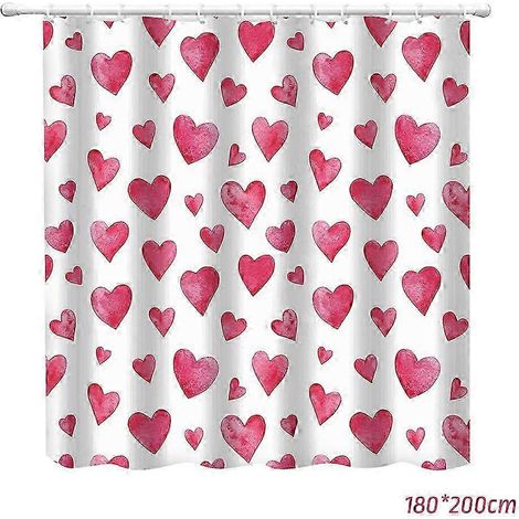 Filiyano-Rideau de douche Saint-Valentin avec cœur, séparation zone sèche/zone humide, pour salle de bain, 180 x 200 cm (1/4)