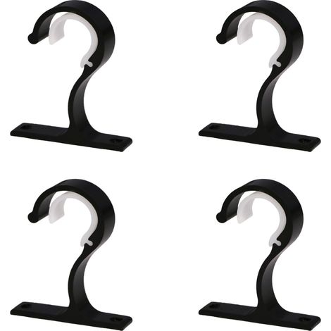 Ensemble de 4 supports de tringle à rideaux de plafond, ø25-28mm, avec vis, support de tringle à rideaux robuste en alliage d'aluminium. (1/5)