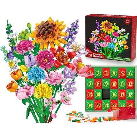 Calendario dell'Avvento natalizio floreale di 24 giorni, composizione floreale decorativa di alta qualità per un'atmosfera calda e festiva in casa. (1/4)