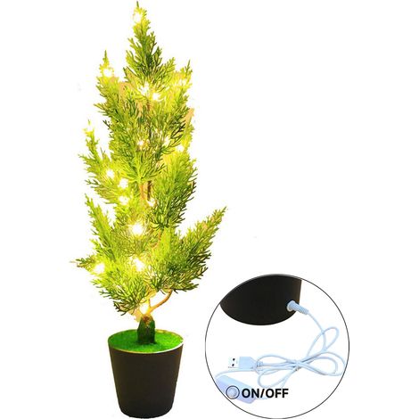 Lampe de Nuit LED Modèle 05 Plante Verte Artificielle Pot Décor Bureau Chambre Lumière Douce USB 3000K Blanc (1/5)