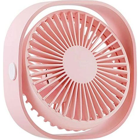 Tischventilator, USB-Anschluss, 360°-Drehung, 12,3 x 12,3 x 5,5 cm, rosa (1/5)