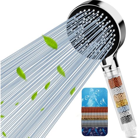 Mehrstufiger Anti-Kalk-Duschkopf, 5 Strahlarten, Hochdruck-Filterduschkopf, universell für hartes Wasser geeignet, ideal zur Entfernung von Restchlor (1/5)