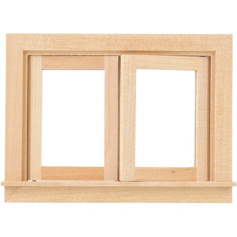 Fenêtre de Maison de Poupée, Décor de Baie Vitrée de Maison de Poupée en Bois pour Accessoire de 1/12 Accessoires de (1/5)