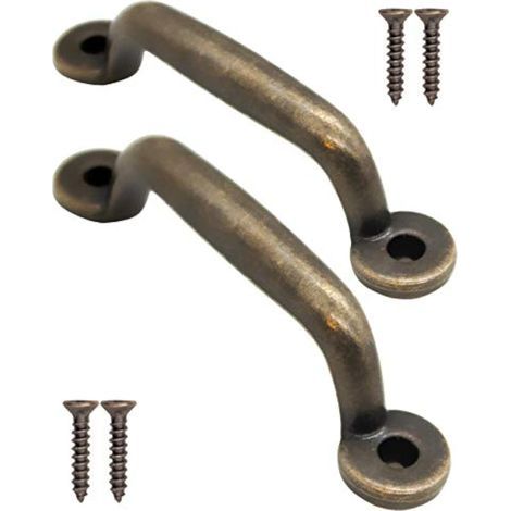 Lot de 2 poignées de tiroir antiques en bronze antique pour portes d'armoires, commodes, buffets, coffres de cuisine, 90 x 17 mm (1/5)