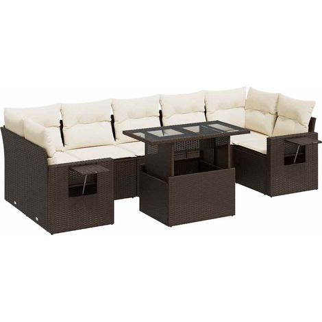 vidaXL Set Divani da Giardino 8 pz con Cuscini Marrone in Polyrattan (1/5)