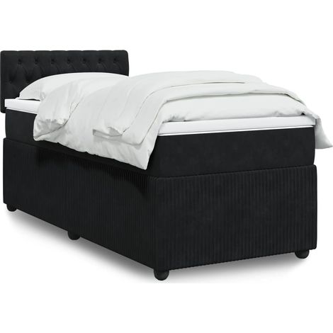 Lit simple - 90x190 cm, Sommier à lattes de lit avec matelas Noir Velours WFE675670 Maison Chic (1/5)