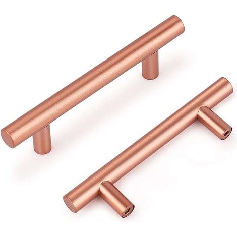 Tiradores para muebles, rieles para armarios y cajones, 76 mm, 12 unidades. Color oro rosa.
