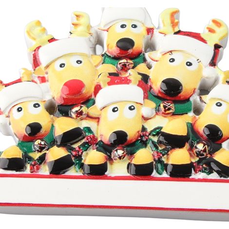 Lot de 6 ornements de Noël en résine pour sapin, tête de cerf et Père Noël, suspension décorative (1/5)