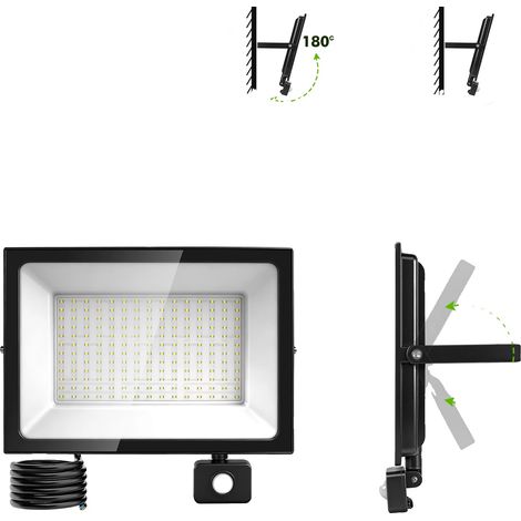 Foco LED con sensor de movimiento, resistente al agua, 200 W, 6500 K, 2 unidades. (1/2)