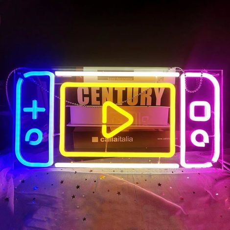 KLVGTIFS PU - Gamepad Shaped LED Neon signs - Neon Mural Lampe Neon Gaming pour Chambre de Gamer, Chambre de Ado, Décoration (Gamepad) (1/5)