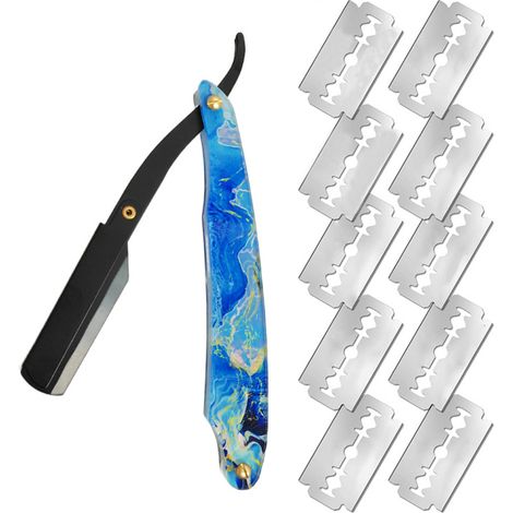 Navaja de afeitar manual vintage para hombre, navaja plegable tradicional, navaja de barbero con 10 hojas.