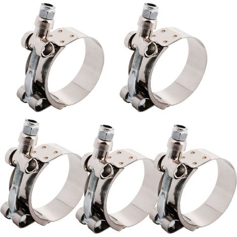 Lot de 5 colliers de serrage flexibles en acier inoxydable de 32 à 37 mm pour tuyaux et tubes. (1/5)