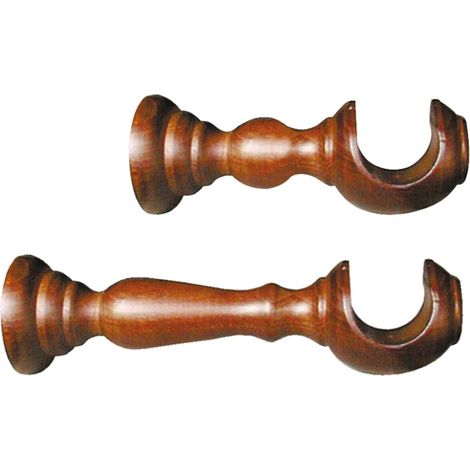 1PAIO MENSOLA PER SCORRITENDA IN LEGNO+PIASTRA Ï mm. 37 col. Noce cm. 10