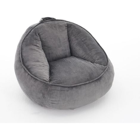 Poltrona Pouf in Velluto a Coste con Schienale Ergonomico e Imbottitura in Memory Foam, Grigio (1/5)