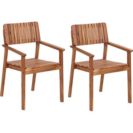 Set of 2 Garden Chairs AGELLO Acacia Wood Brown (1/5)