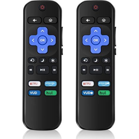 Télécommande de remplacement pour téléviseur Roku – Lot de 2 unités compatibles TCL, Hisense, Sharp, Insignia, Element et ONN