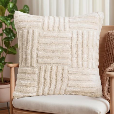 Housse de coussin en tricot texturé, coussin confortable pour canapé et chaise, accessoire décoratif doux pour la maison (1/5)