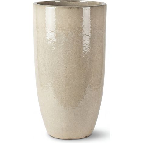 Pot grande taille d'extérieur EIFFEL 47x92cm crème, fait main en terre cuite émaillée, résistant au gel (1/5)