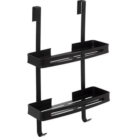 Portaoggetti doccia a 2 livelli con adesivo nero blackalu - 5five (1/4)