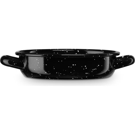 Briebe Levante Cacerola Baja Inducción 10cm Cazuela 0,2L Fuente Acero Esmaltado Vitrificado Vintage Fuego Horno  Negro